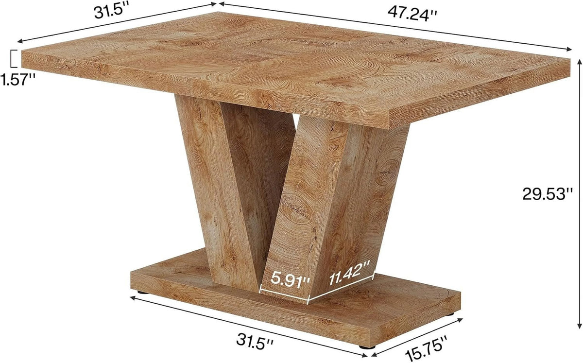 Finmind 47-inch Dining Table for 4 to 6, Farmhouse Wood Kitchen Table for Dining Room, White