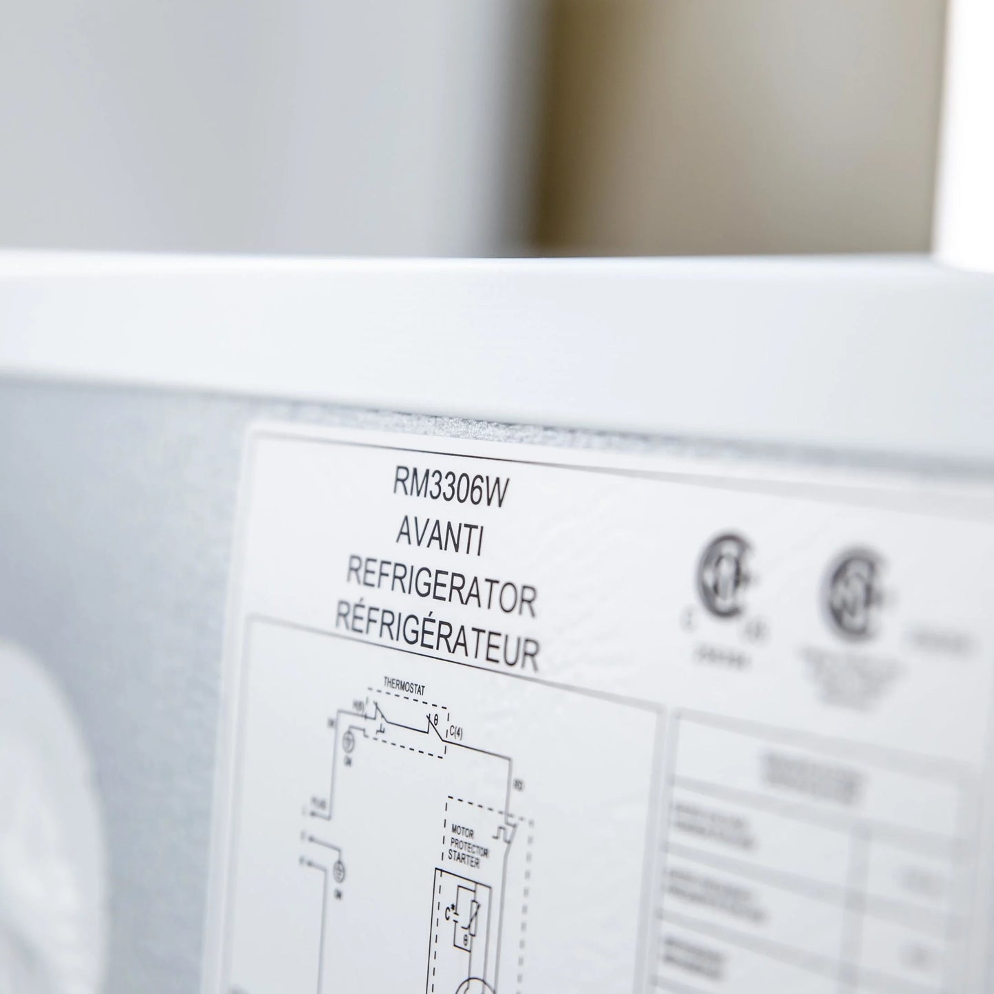 Avanti 3.2 cu. ft. Compact Refrigerator, Mini-Fridge, in White (RM3306W)