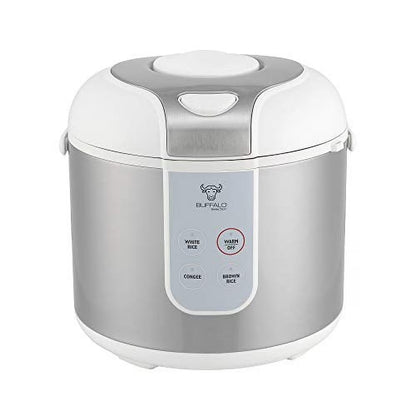 Buffalo Classic Rice Cooker with Clad Stainless Steel Inner Pot - Electric Rice Cooker for White/Brown Rice, Grain - Easy-to-clean, Non-Toxic & Non-Stick, Auto Warmer (5 Cup)
