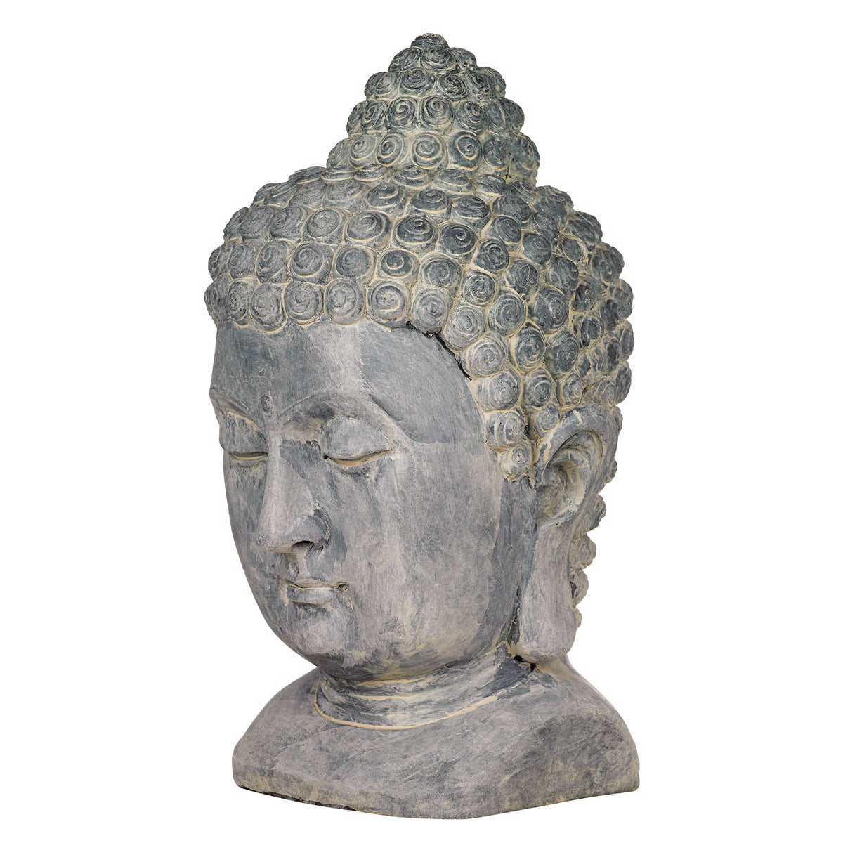 John Timberland Meditating Buddha Head Statue Sculpture Zen Asian Garden Decor Outdoor Front Porch Gray Faux Stone 18 1/2" Tall