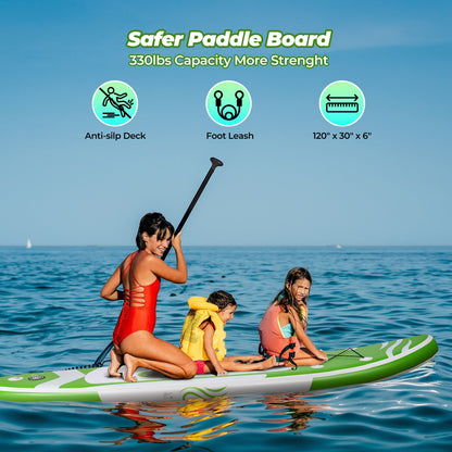Naipo Paddle Board 10ft Inflatable Paddle Board 6in Thick Non-Slip Deck Stand Up SUP with Paddle Accessories for Adults Youth Family Fishing