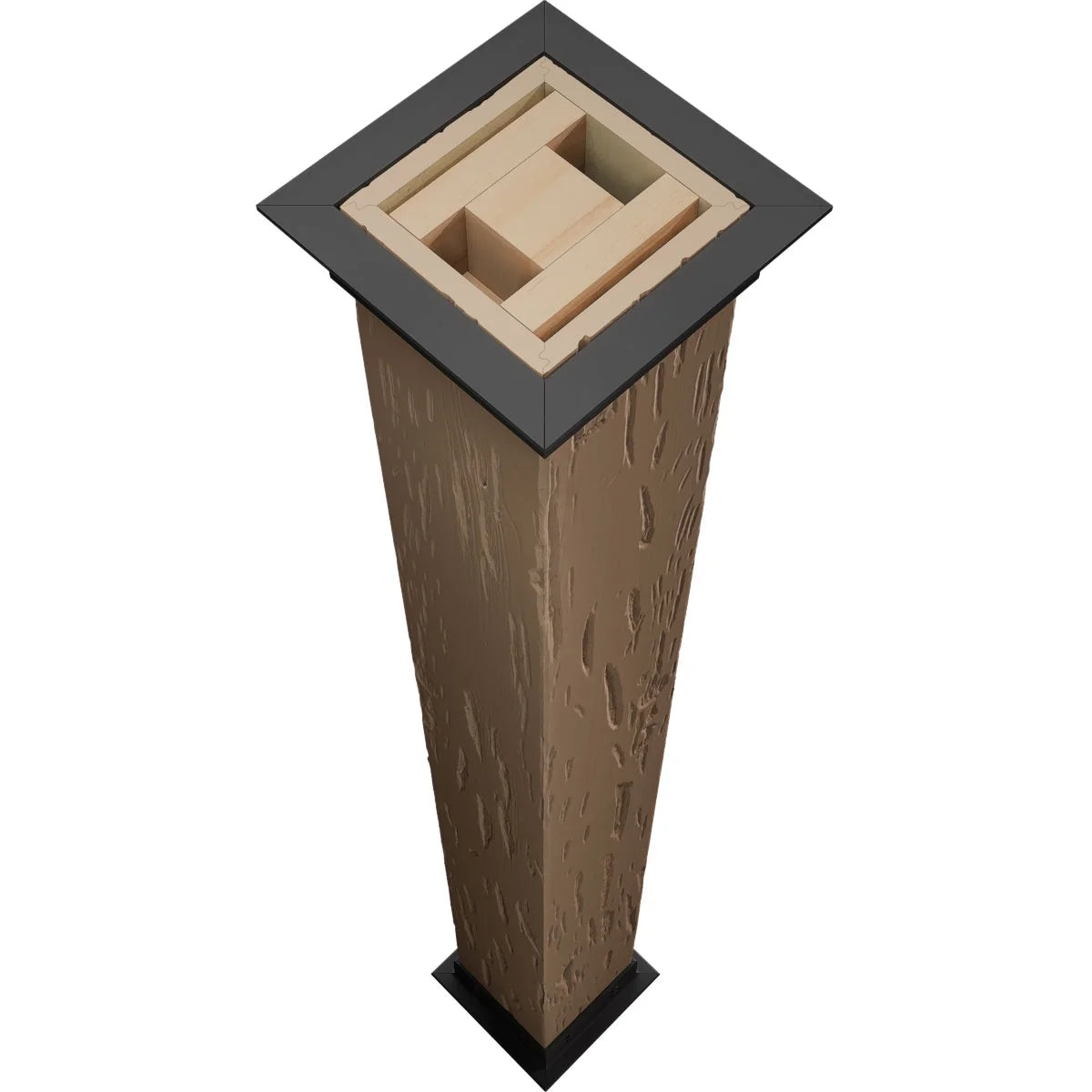 Ekena Millwork 6"W x 5'H Sand Blasted Endurathane Faux Wood Non-Tapered Square Column Wrap with Faux Iron Capital & Base