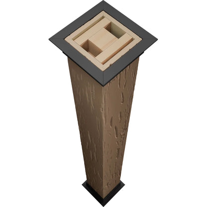 Ekena Millwork 6"W x 5'H Sand Blasted Endurathane Faux Wood Non-Tapered Square Column Wrap with Faux Iron Capital & Base