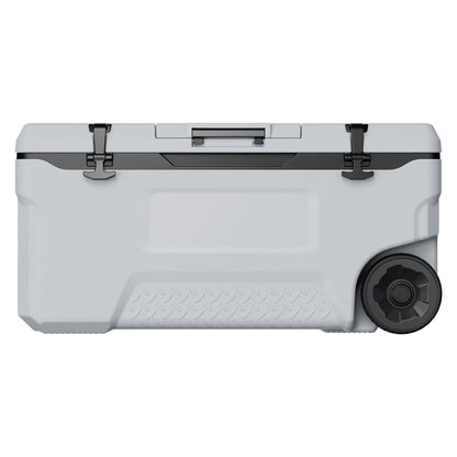 74 QT Wheeled Cooler - 120 Can Capacity Portable Ice Chest with Heavy-Duty Wheels & Cup Holders, Insulated Outdoor Cooler for Camping, Tailgating, Beach & BBQs, Leak-Proof Drain & Extended Cold Reten