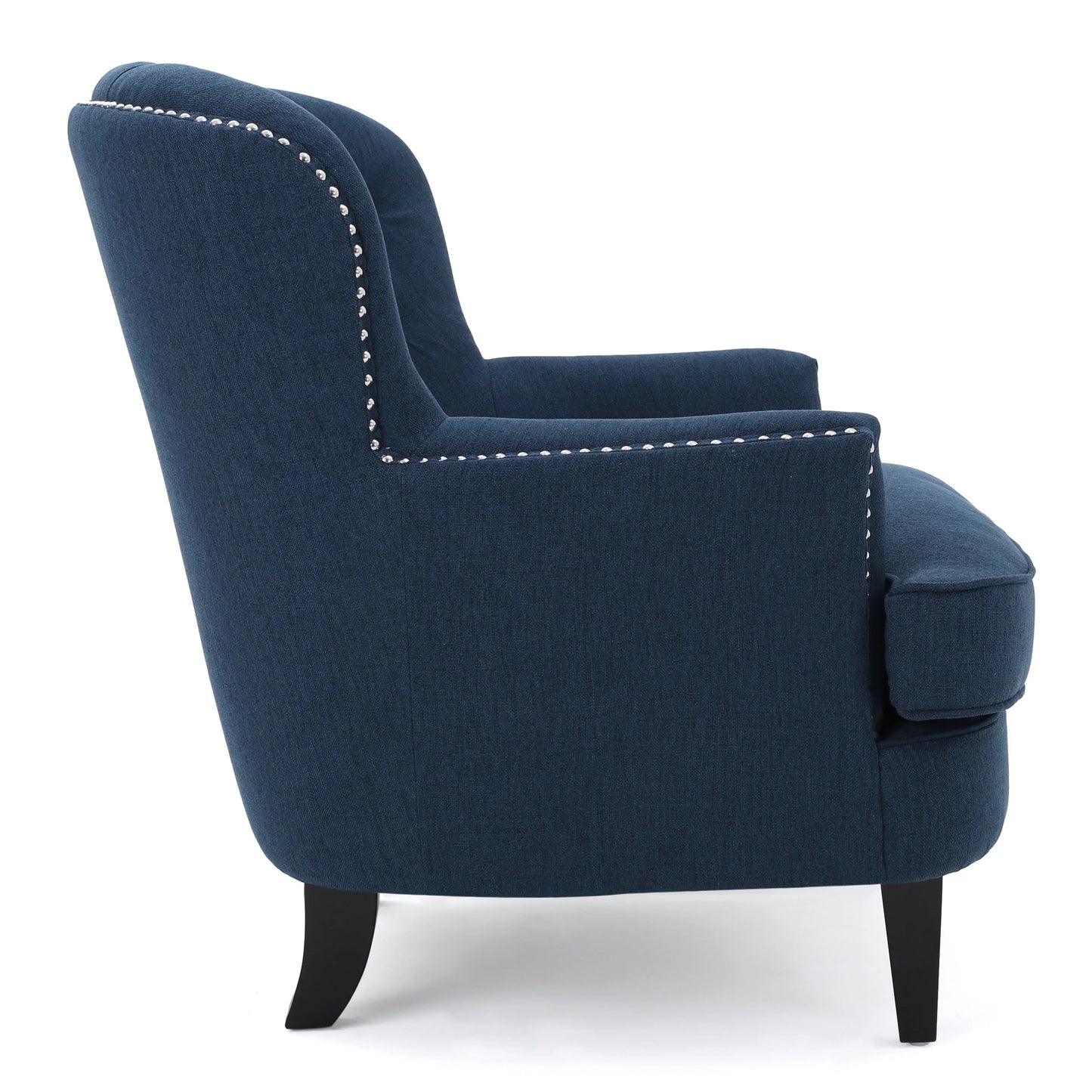 Noble House Tanner Tufted Fabric Club Accent Chair, Dark Blue