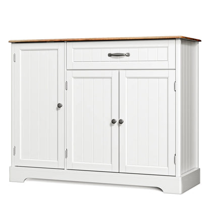 Coffee Bar, Lofka 42" Kitchen Storage Cabinet, Sideboard Buffet Cabinet with 8 Shelves, 1 Drawer