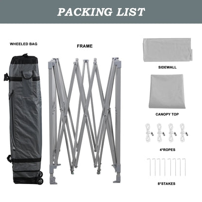 Aoodor Pop Up Canopy Tent with Removable Mesh Window Sidewalls, Portable Instant Shade Canopy with Roller Bag