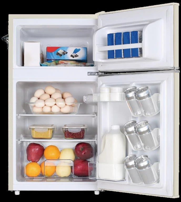 Frigidaire, 3.1 Cu. Ft. 2 Door Retro Compact Refrigerator , Built-In Side Bottle Opener, Cream