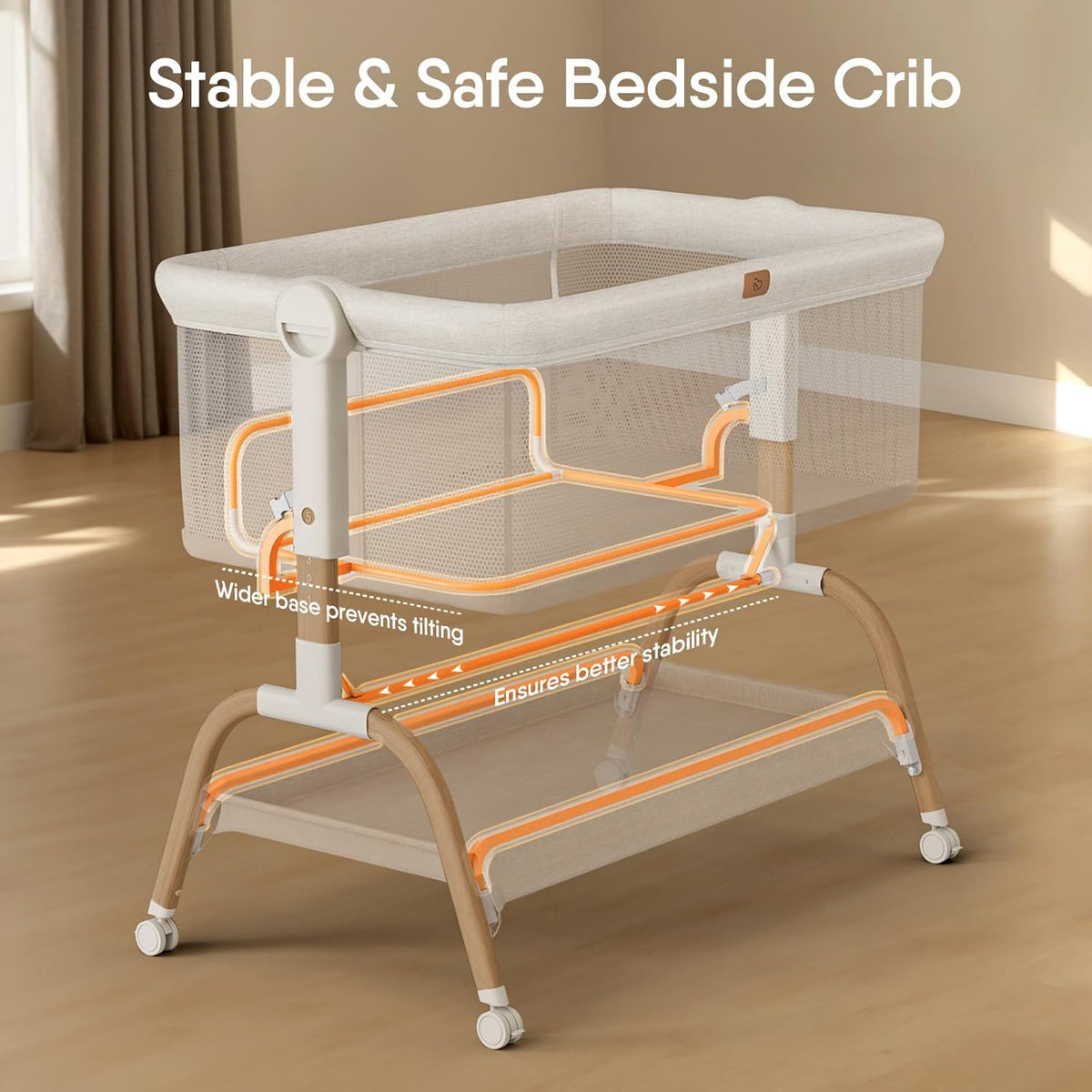 BabyBond Baby Bassinet Bedside Crib with Mattress and Soft Breathable Sheet