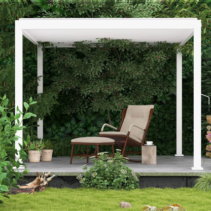 Mirador 10'x 10' 111S Outdoor Aluminum Pergola w/ Adjustable Rainproof Louver for Garden, Patio, Backyard, Takasho/Wood Grain