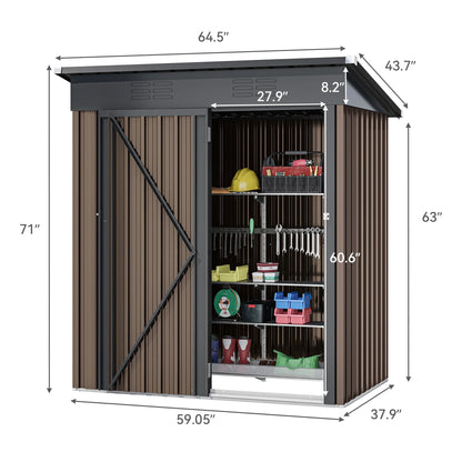 UFORIC 5x3ft Outdoor Storage Shed,Metal Garden Organizer, Lockable Door,Backyard,Garden,Dark Gray