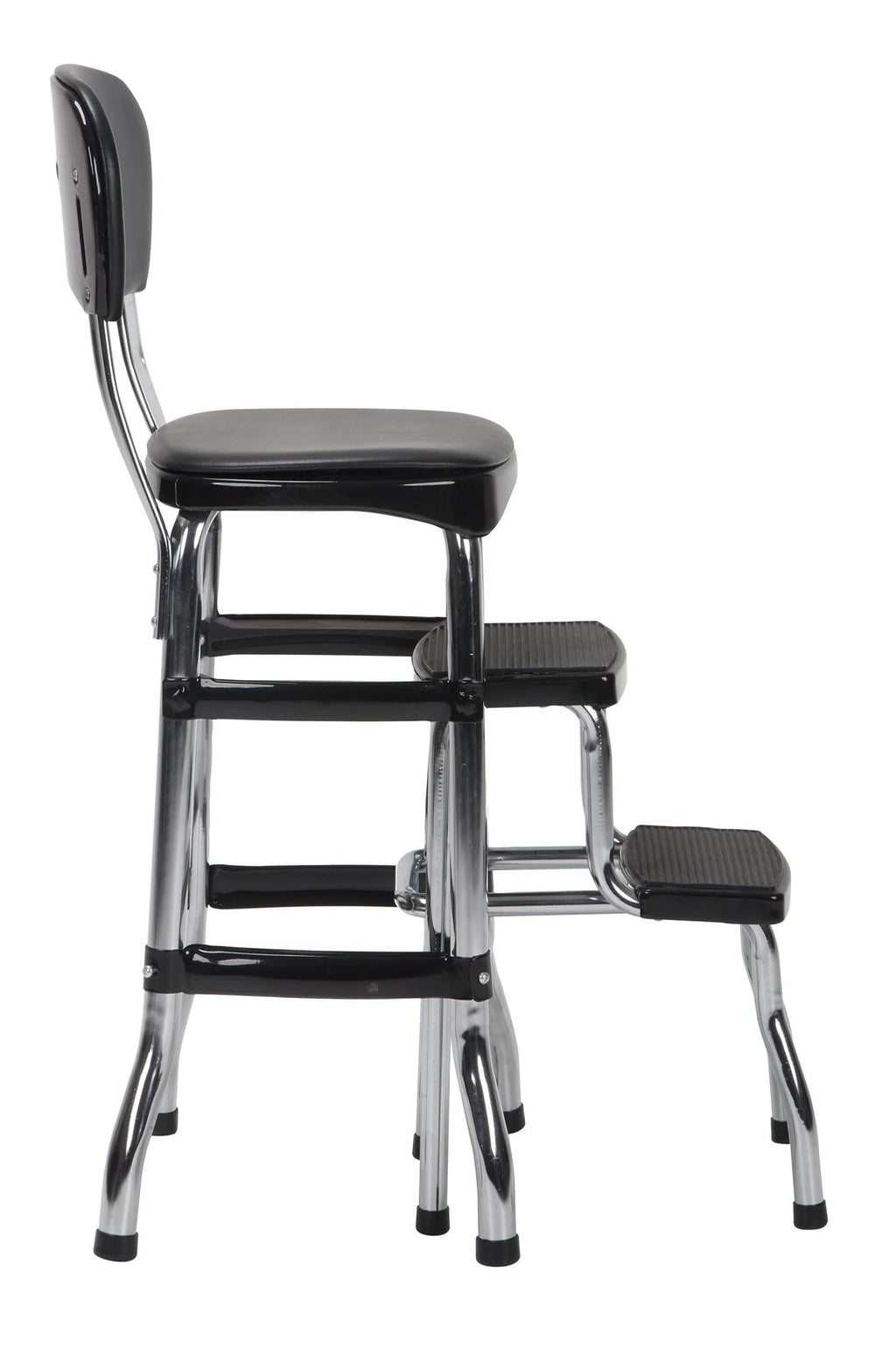 COSCO Stylaire Retro Chair + Step Stool with sliding steps, Black