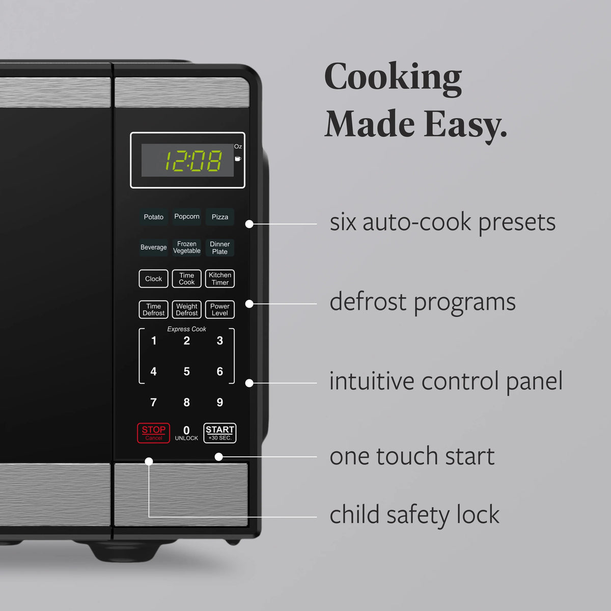 Farberware FMGZ09BKA 0.9 Cu. Ft. Microwave Oven, 900W, Digital Control, LED Display, 6 Cooking Presets, Black