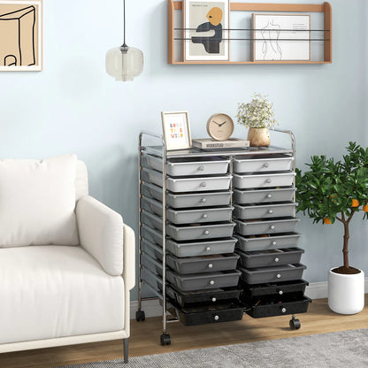 Gymax Office Rolling Cart 20 Storage Drawers Scrapbook Paper Studio Organizer Mutlicolor
