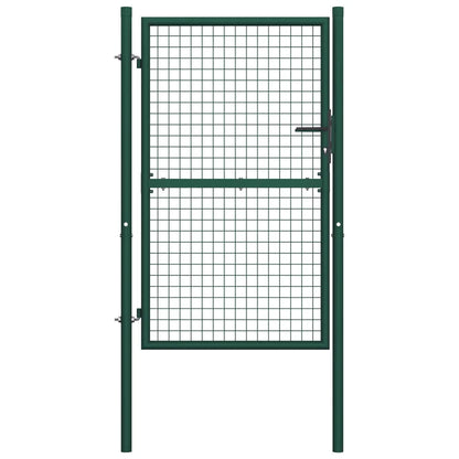 vidaXL Fence Gate Metal Fence Post Garden Gate for Outdoor Patio Steel Green