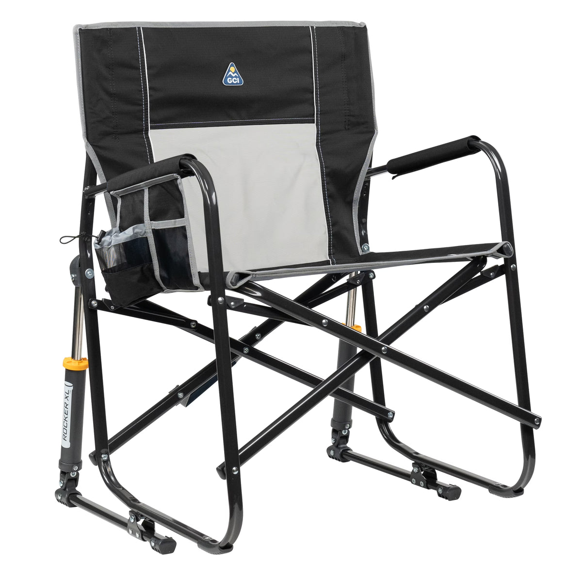 GCI Outdoor Freestyle Rocker XL Oversized Foldable Rocking Camp Chair, Pewter