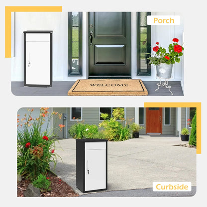 AECOJOY Package Delivery Boxes for Outside Parcel Drop Box Outdoor Storage Box Wall Mounted Express Mail Package Delivery Box 17" x 16" x 38.3" Black
