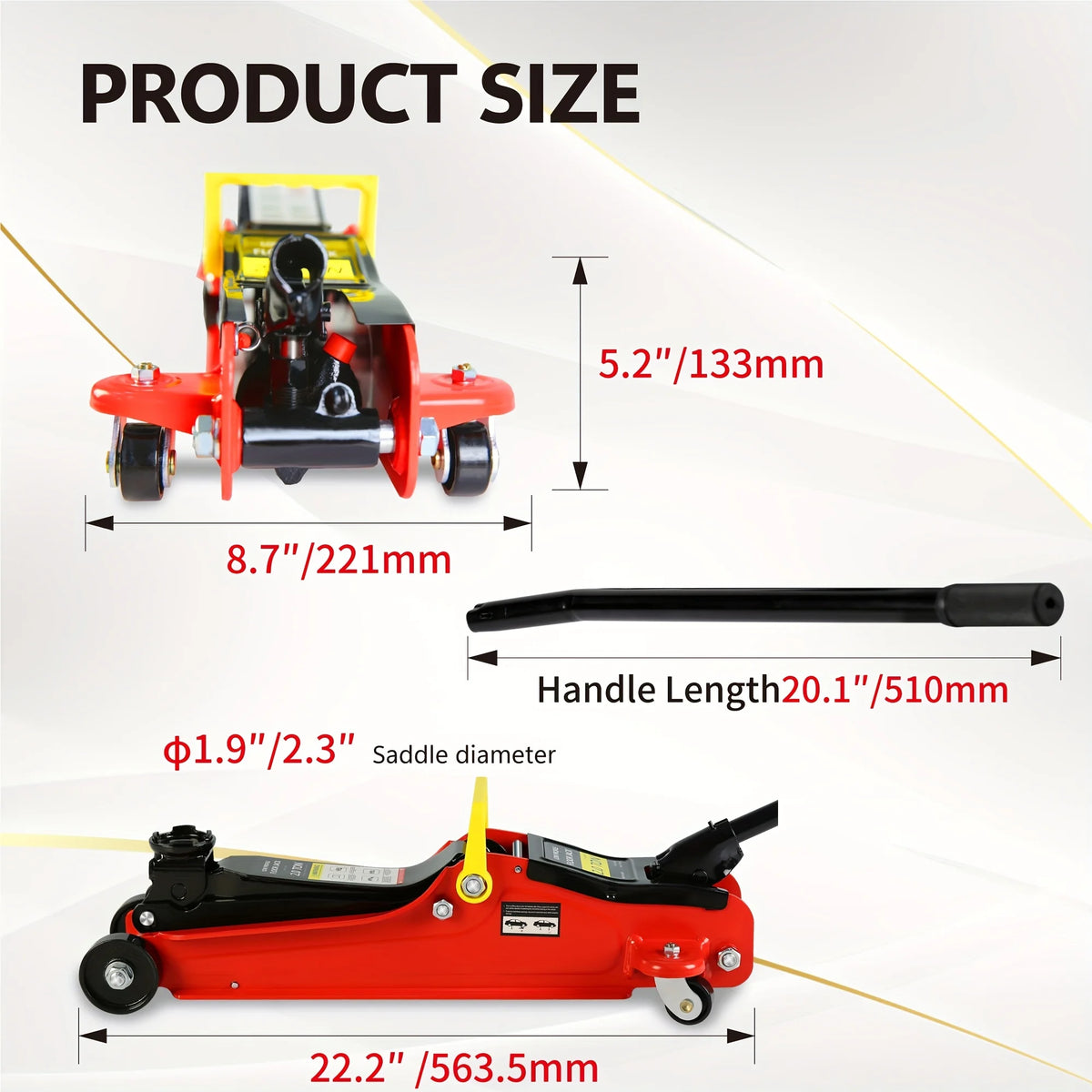 POVANLI Floor Jack, 2 Ton Low Profile Floor Jack, 3t jack stand Tire Repair Kit Heavy Duty Steel Racing Floor Jack with Single Piston Quick Lift Pump, Floor Jack Lifting Range 3.3"-15.2"