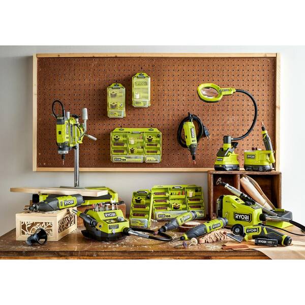 ONE+ 18V Cordless 2- Tool Combo Kit with Rotary Tool Station, Dual Temperature Glue Gun, 2.0 Ah Battery and Charger