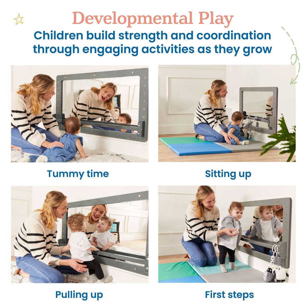 ECR4Kids Wall-Mounted Coordination Mirror, Natural