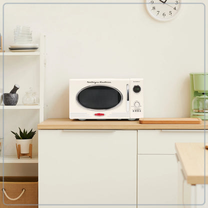 Nostalgia Retro Microwave for Countertop 0.9 cu ft Vintage Microwave, Ivory