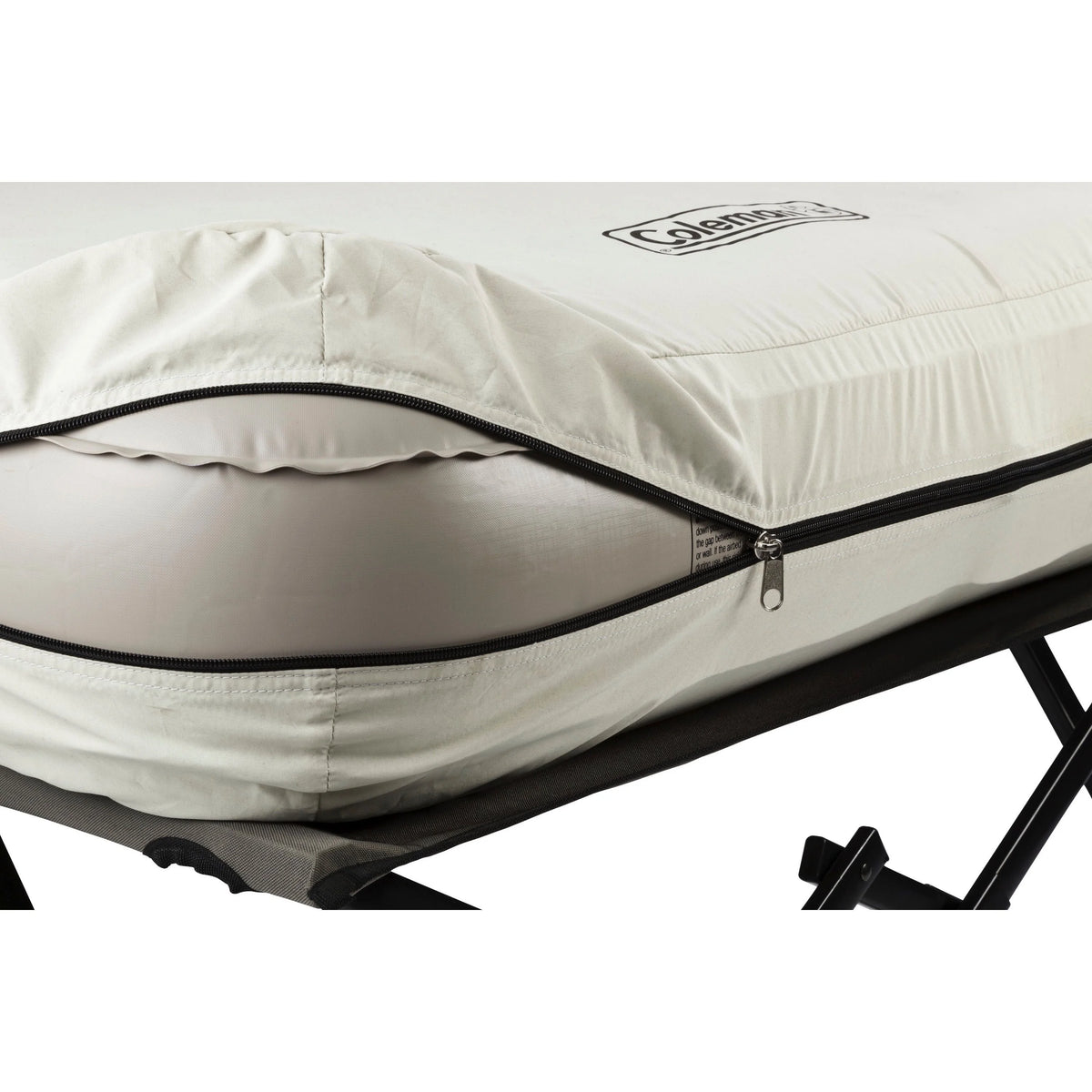 Coleman Cot and Thick Queen Air Mattress Combo Side Tables, Pump Included