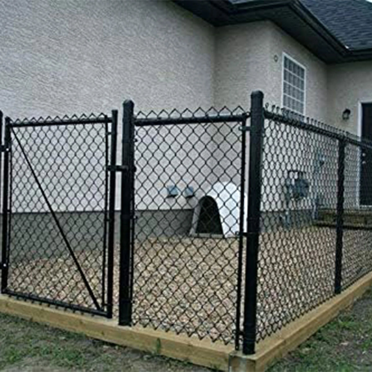 Adjust-A-Gate Fit-Right Chain Link Gate Kit with Square Corner Frame, Black
