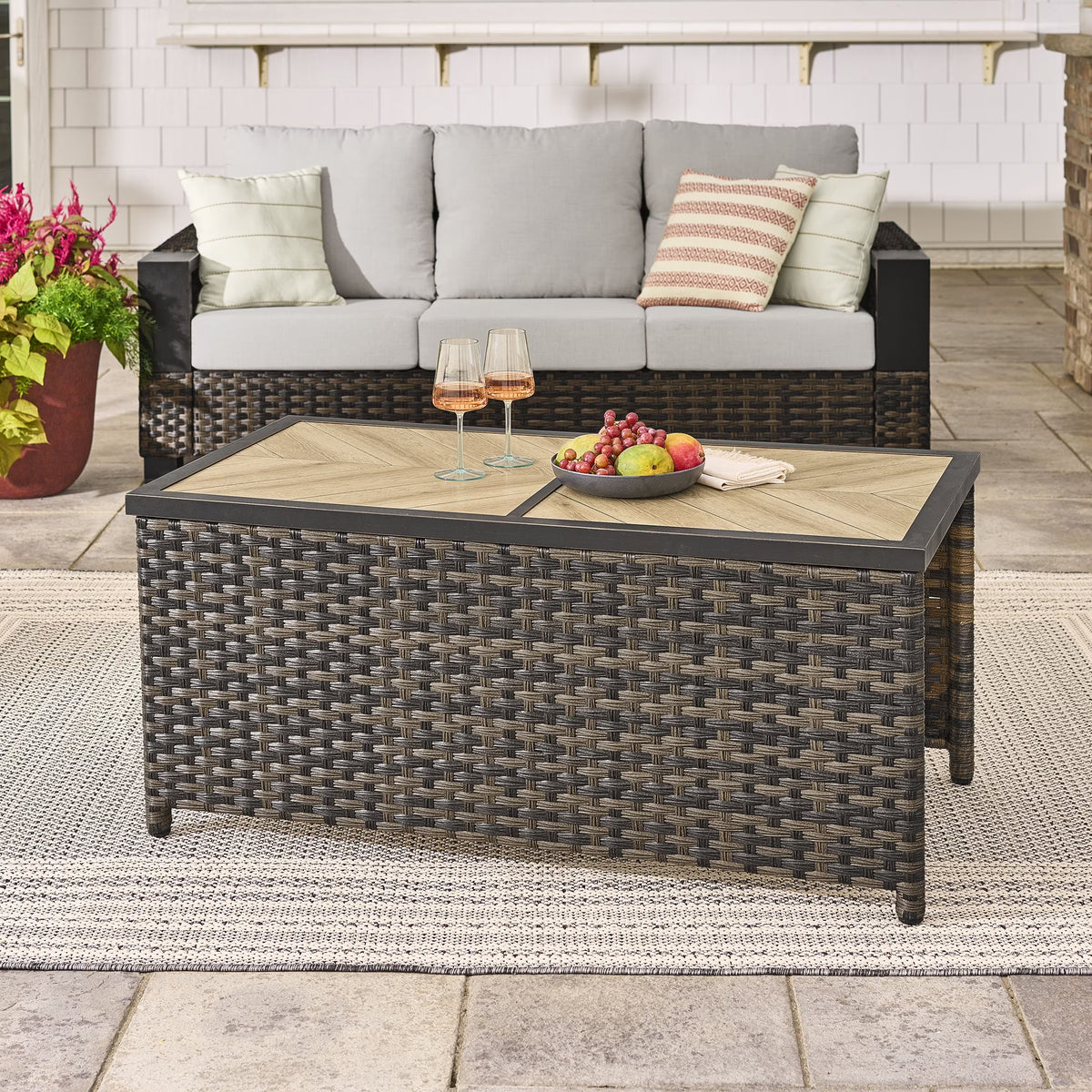 Better Homes & Gardens Rockport Ceramic Tile Outdoor Coffee Table, Brown