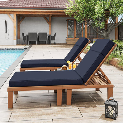 Kimunuk Outdoor Chaise Lounge Cushions set of 2, 80" x 26" x 4" Waterproof Pool Beach Recliner Replacement Cushions with Ties, Navy