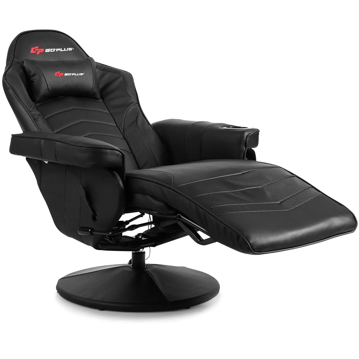 Goplus Massage Gaming Recliner Reclining Racing Chair Swivel Black