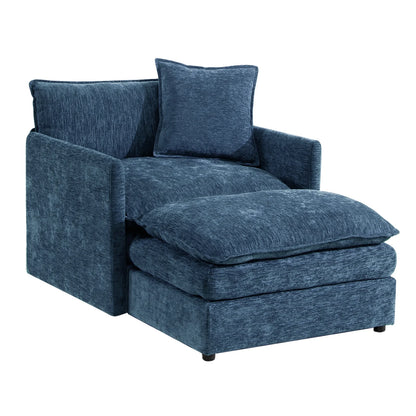 Muumblus Oversized Lounge Chair with Ottoman, Cloud Accent Armchair for Living Room, Beige Chenille