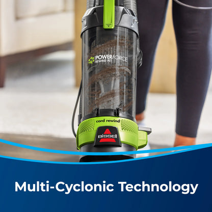 BISSELL PowerForce Helix Turbo Rewind Pet, Upright Vacuum, Pet Friendly, Automatic Cord Rewind, Powerful Pet Hair Pickup, Extra-Wide Cleaning Path, 3333, Black & Green