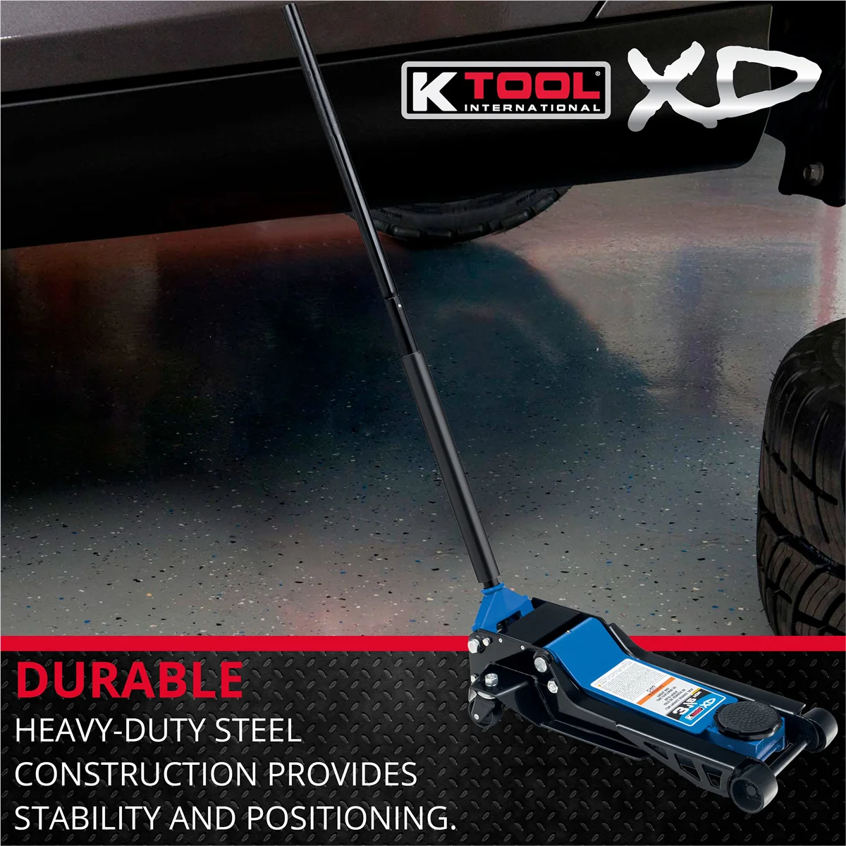 K-Tool INT022 3.5 Ton Low Profile Service Jack; Dual Pump Piston