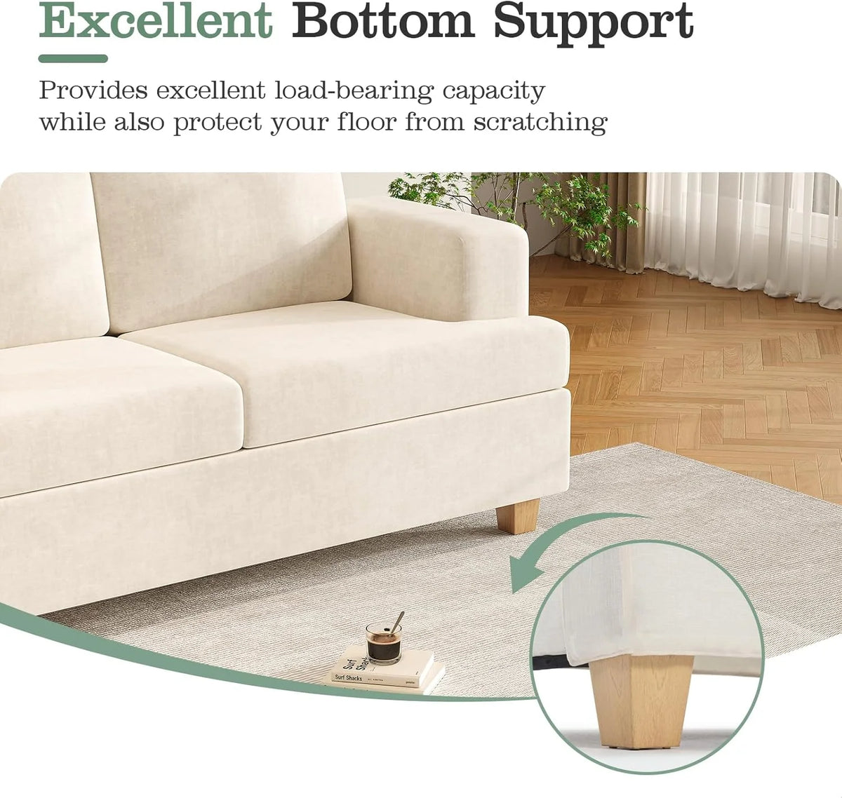 Techmilly Sofa,Comfort Modern Sofa,Extra Deep Seat,3 Seater,Living Room Apartment Lounge Sofa, Corduroy