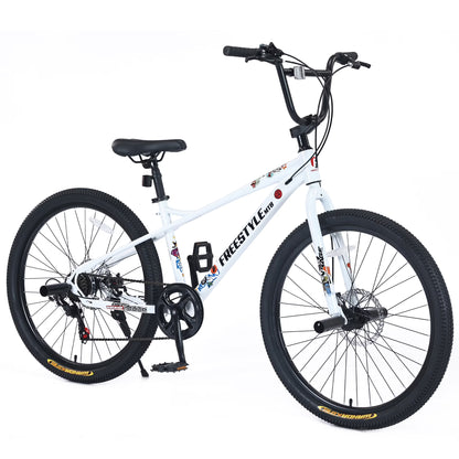 Aukfa 26" Freestyle BMX Bikes,Kids Mountain Bike for Boys Girls,Shimano 7 Speed,Double Disc Brakes,Blue