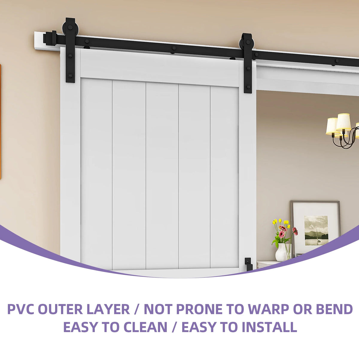 Uforic 48" x 84" Silding Barn Door,with Hardware Kit Rail,and Handle,Pulleys, Gray