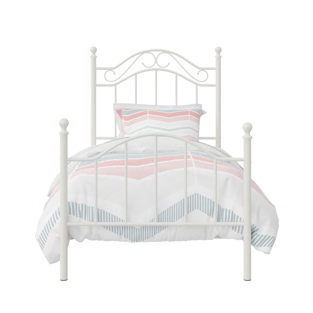 Mainstays Traditional Metal Bed Frame with Headboard and Footboard, Twin, White