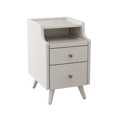 Small Nightstand,Solid Wood Nightstand with Drawers, Walnut Bedside Table for Bedroom