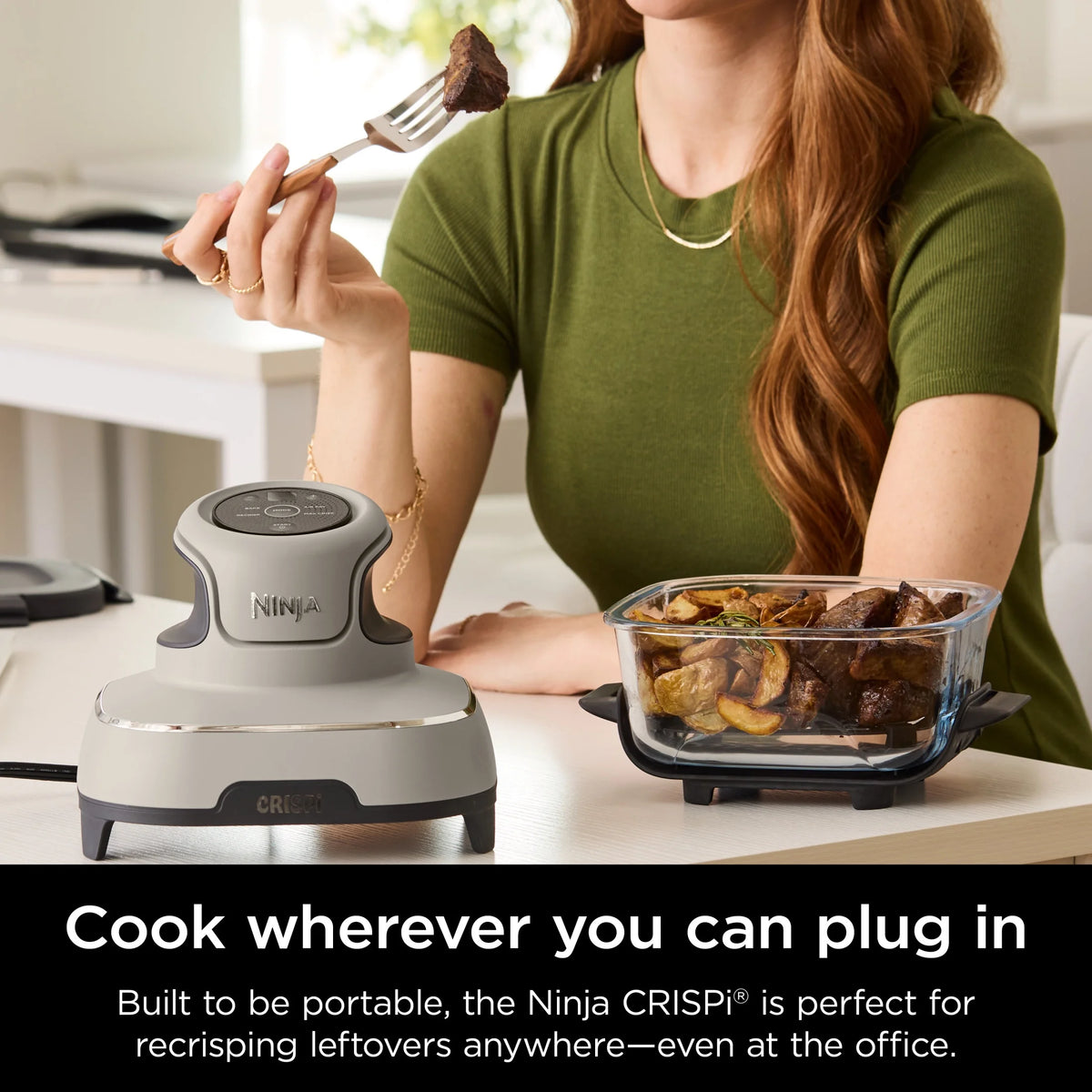 Ninja Crispi 4-in-1 Portable Glass Air Fryer Cooking System, 4-Qt & 6-Cup Containers, Cyberspace