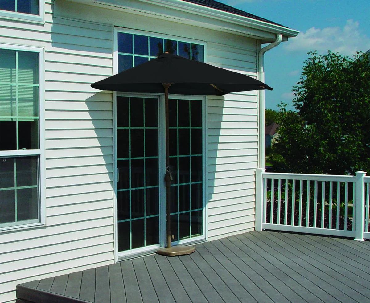 OFF-THE-WALL BRELLA Sunbrella Half Umbrella, 9'-Width, Teak Canopy