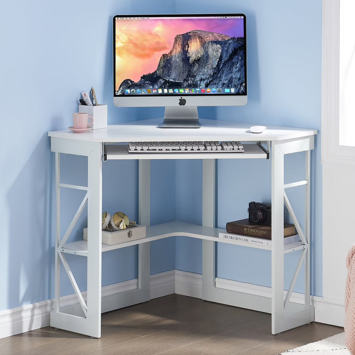 Brown Triangle Corner Desk, Office/Computer/Writing Desk for Student Apartments