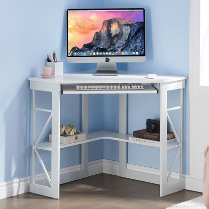 Brown Triangle Corner Desk, Office/Computer/Writing Desk for Student Apartments