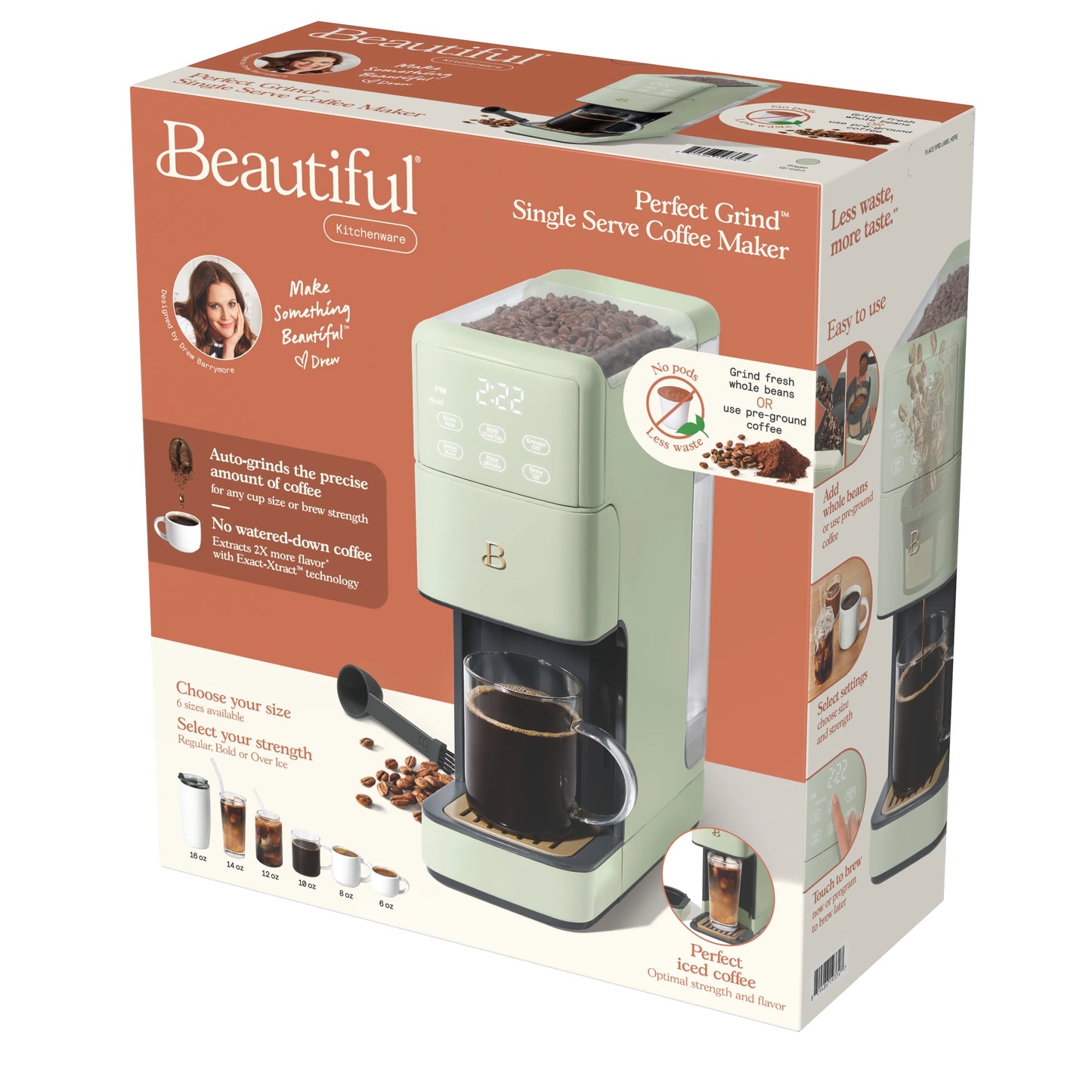 Beautiful Perfect Grind�?Programmable Single Serve Coffee Maker, White Icing by Drew Barrymore