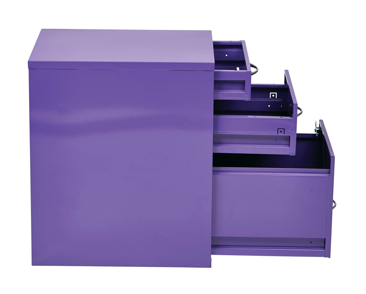 Osp Designs 3 Drawer Vertical Metal Lockable Filing Cabinet, Purple
