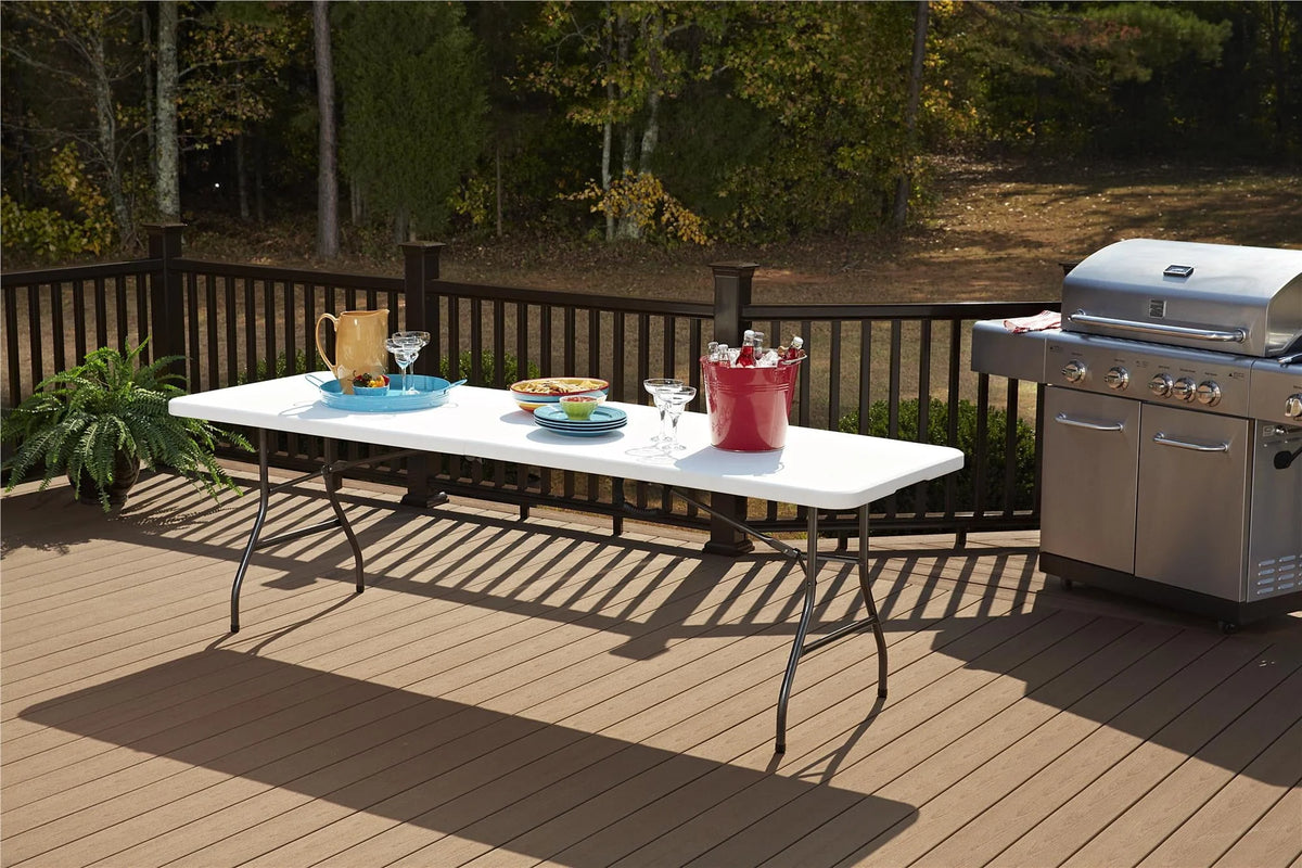Cosco 8 Foot Centerfold Folding Table, White