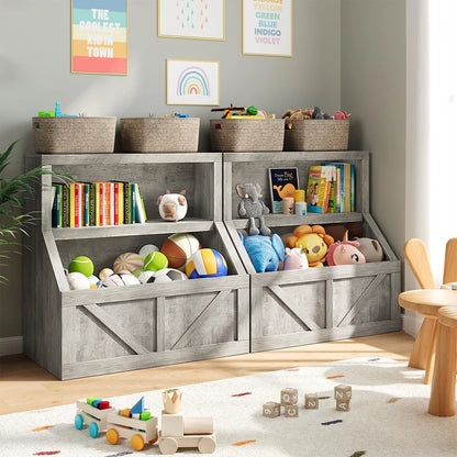 AOILE Kids Bookshelf and Toy Storage - Wooden Toddler Bookcase Cabinet with Large Cubbies for Playroom, Bedroom, Nursery, Classroom, School, Kindergarten, and Daycare