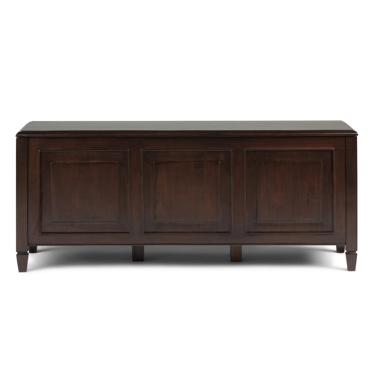 Simpli Home Connaught SOLID WOOD 51 inch Wide Traditional Storage Bench Trunk in Dark Chestnut Brown