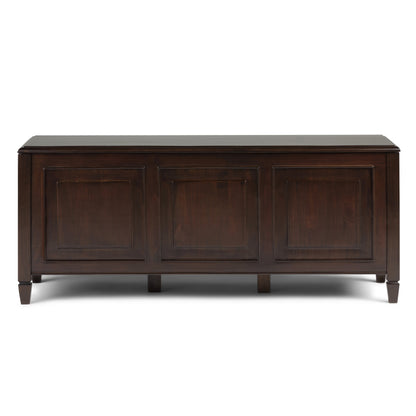 Simpli Home Connaught SOLID WOOD 51 inch Wide Traditional Storage Bench Trunk in Dark Chestnut Brown