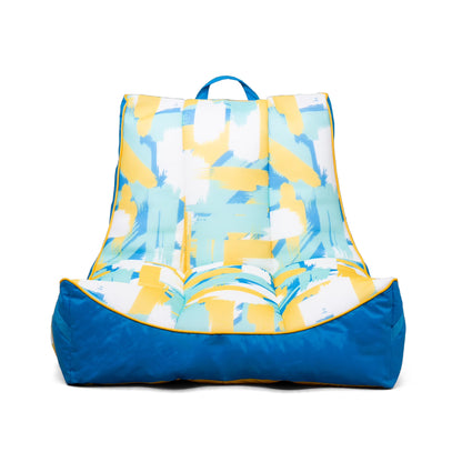 Big Joe Captain's Float No Inflation Needed Pool Lounger with Drink Holder, Tropical Hibiscus Aqua Double Sided Mesh, Quick Draining Fabric, 3 feet