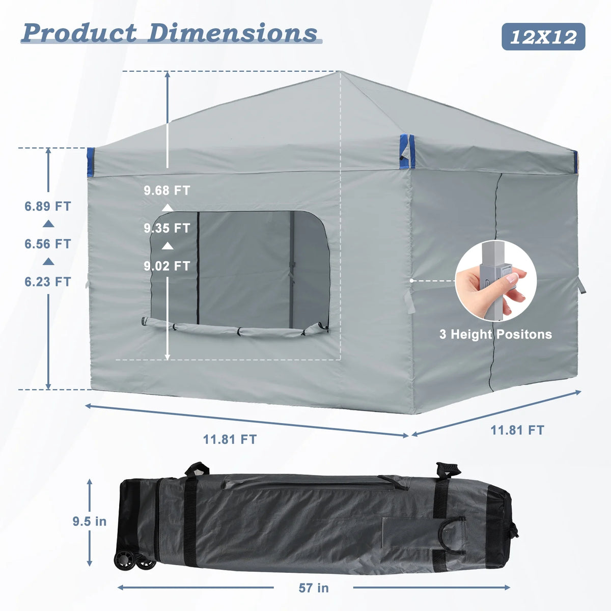 Aoodor Pop Up Canopy Tent with Removable Mesh Window Sidewalls, Portable Instant Shade Canopy with Roller Bag